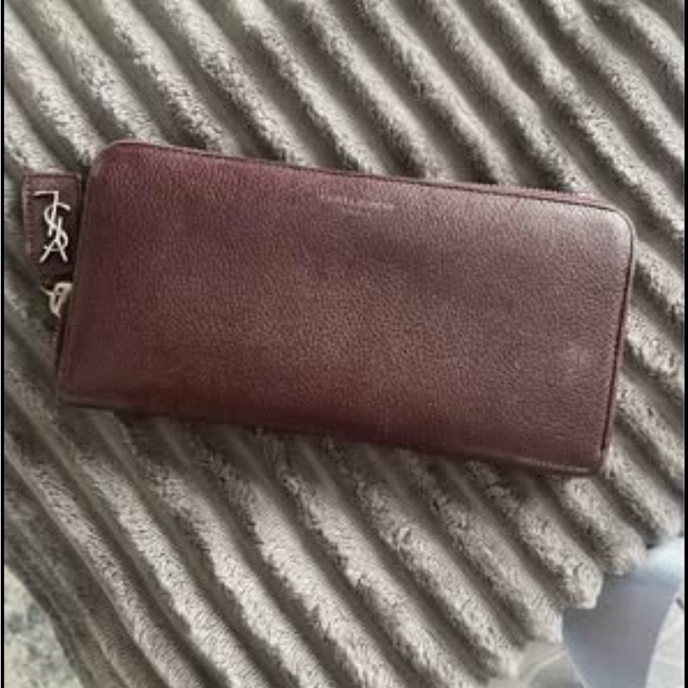 Saint Laurent Paris Burgundy Zip Wallet Leather YSL - Picture 5 of 10